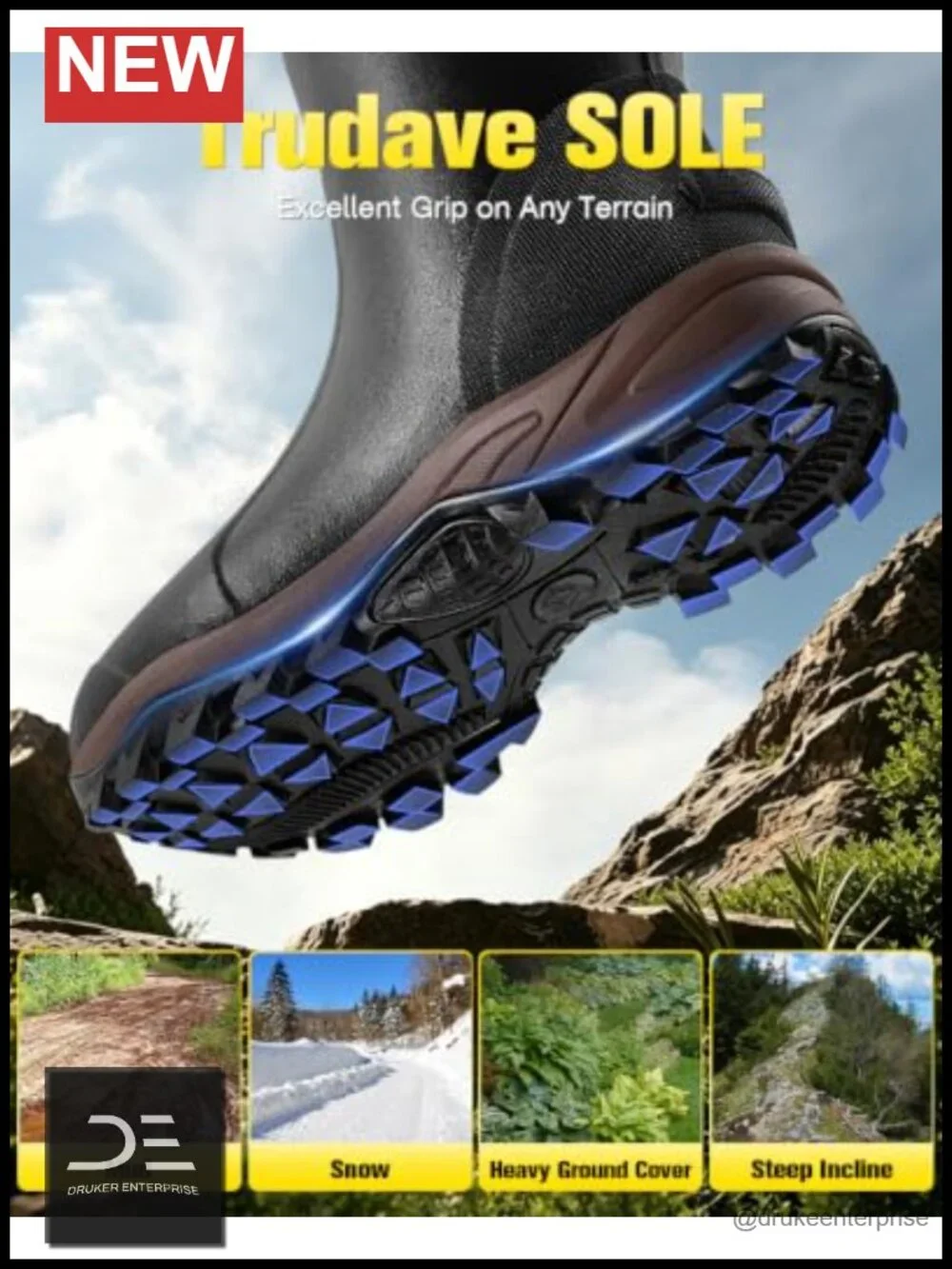 Waterproof Insulated Neoprene Rubber Rain Boots with Steel Shank - Outdoor